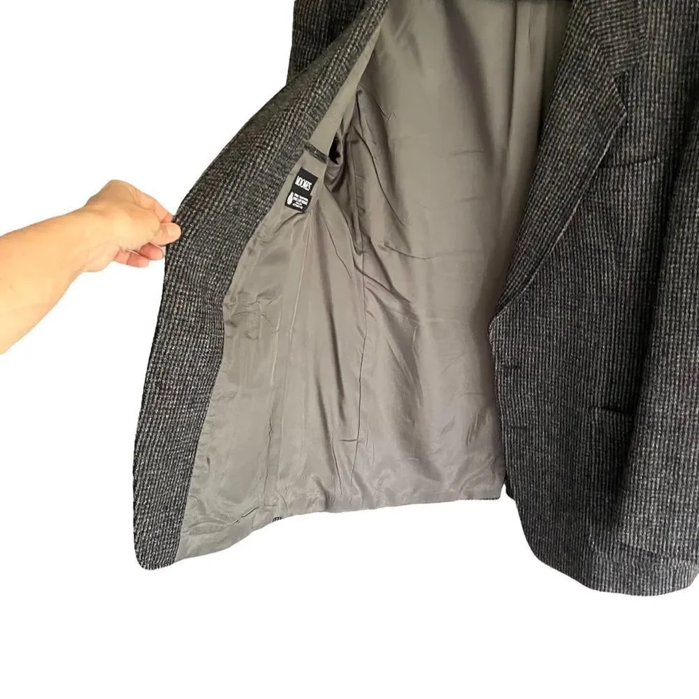 HARRIS TWEED Vintage Hand Woven Wool Sports Coat Jacket Blazer Gray Black 42R